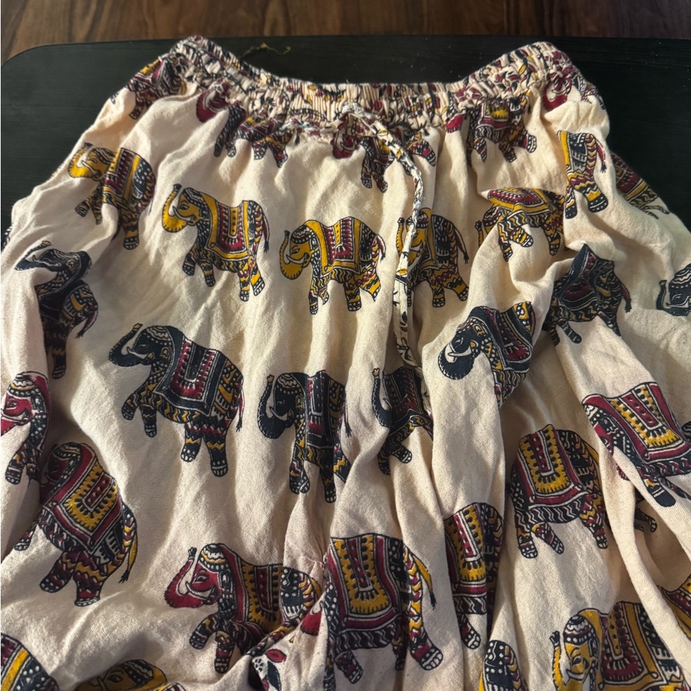 Boho Elephant Print Cream Skirt